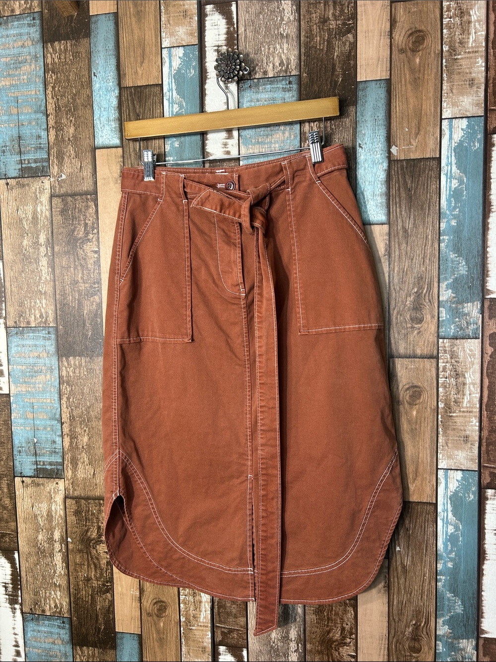 GAP Rust Tie-Waist Midi Skirt